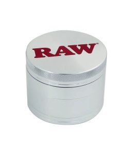 Moledor de aluminio RAW Silver de 56mm y 4 piezas con palita recolectora