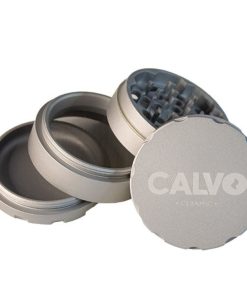 Moledor Cerámico Calvo Glass 63mm de 4 piezas con recubrimiento antiadherente y tamiz para polen