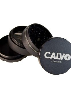 Moledor Cerámico Calvo Glass 63mm de 4 piezas con recubrimiento antiadherente y tamiz para polen