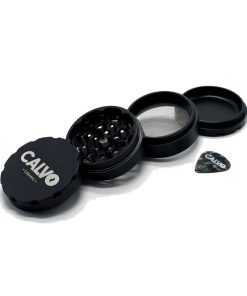 Moledor Cerámico Calvo Glass 63mm de 4 piezas con recubrimiento antiadherente y tamiz para polen