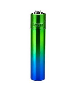 Encendedor Clipper Metálico Peacock verde y azul con estuche metalico