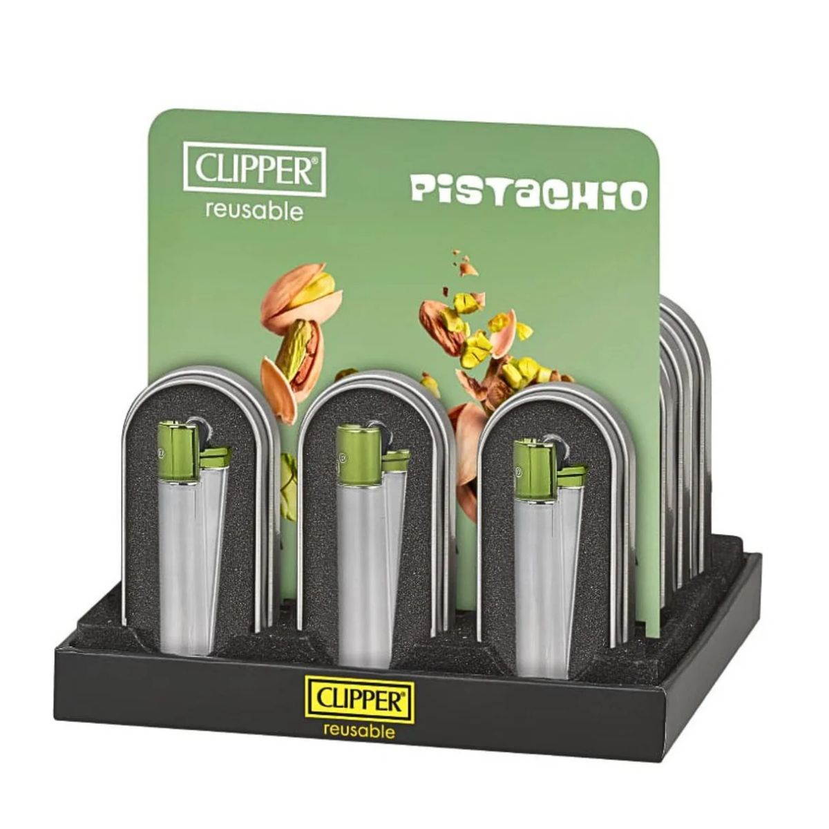 Encendedor de metal recargable Clipper Metálico Pistacho color verde